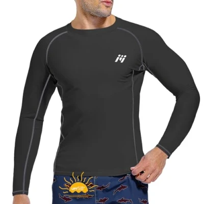 Image de MEETWEE Rash Guard Vest pour homme à manches longues/courtes protection UV UPF 50+ séchage rapide la natation, le surf, les sports nautiques