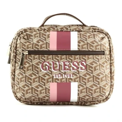 Afbeelding van GUESS Toilettas Wilder Tech Organizer Taupe Logo Veelkleurig
