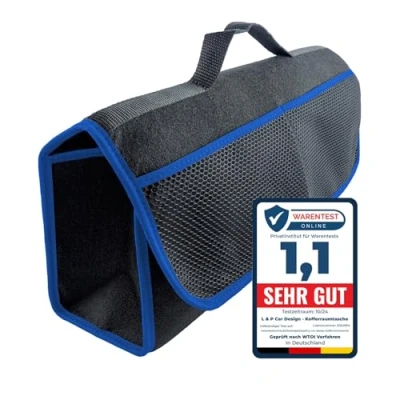 Afbeelding van Kofferbakopbergtas met klittenbandsluiting (zwart en blauw)