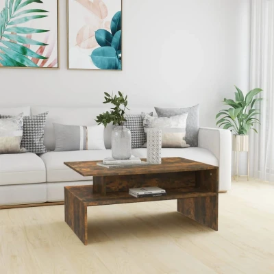 Afbeelding van Salontafel 90x60x42,5 cm bewerkt hout gerookt eikenkleurig