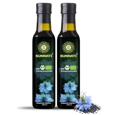 Afbeelding van Sunnati® Biologische zwarte komijnolie, ongefilterd, koudgeperst, 100% pure 500 ml (2 x 250 ml)