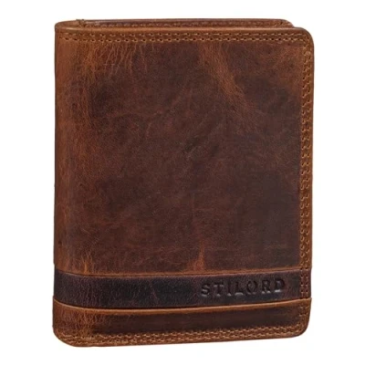 Afbeelding van STILORD &#039;Sander&#039; Mini Portemonnee voor heren, leer, kleine portemonnee, elegant, bankkaarthouder, van echt Kara Cognac,