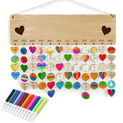 Afbeelding van houten kalender, herinnering, eeuwigdurende doe het zelf, cadeau, verjaardag, festival, decoratieve hanger voor familie en vrienden