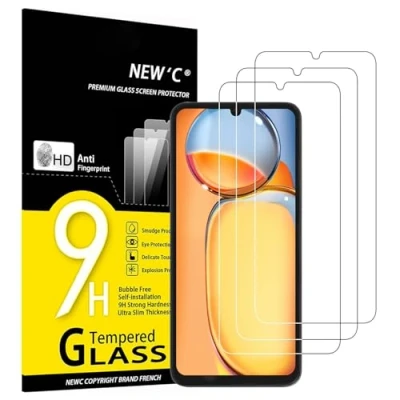 Afbeelding van NEW&#039;C Displaybeschermfolie voor Xiaomi Redmi 13C 5G/4G, Poco C65, krasvrij, 9H hardheid, displaybeschermfolie, HD, beschermfolie, 0,33 mm, ultra transparant, 3 stuks