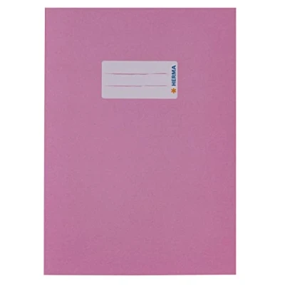 Afbeelding van HERMA 7030 10 stuks schoolschriftomslagen DIN A5 van roze papier met tekstveld, extreem duurzaam en rijke kleuren, voor schoolschriften