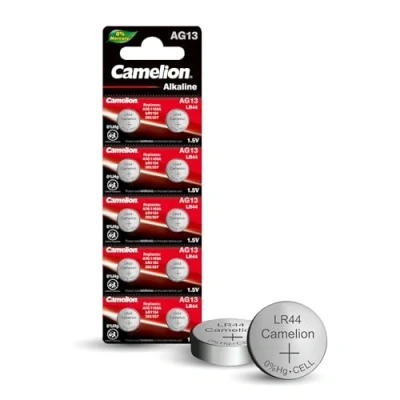 Afbeelding van 10 Camelion LR44 / A76 AG13 knoopcellen, lange houdbaarheid (blauwe datum, merk)