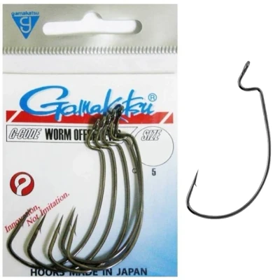 Afbeelding van Gamakatsu Worm Offset EWG Hooks Black (6 pcs) Maat : size 2/0