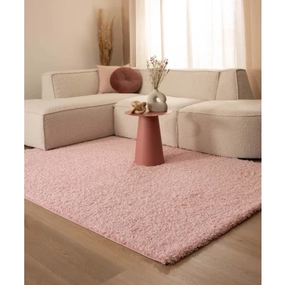 Afbeelding van Hoogpolig Vloerkleed Shaggy Trend Effen Lichtroze 60x110 Cm