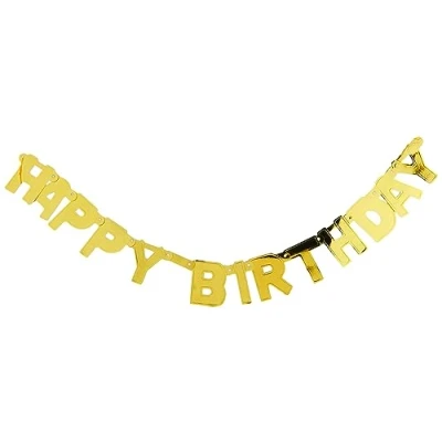Afbeelding van UNIQUE Goudkleurige Happy Birthday slinger