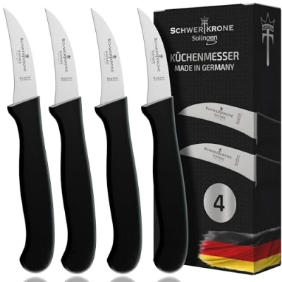 Afbeelding van Set van 4 gebogen messen / vogelsnavel solingen groentemes scherp keukenmes schilmes universeel mes Duitsland roestvrij 2,5 inch handmatige ontspanning super vaatwasmachinebestendig