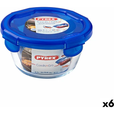 Afbeelding van Hermetische Lunchtrommel Pyrex Cook &amp; go 15,5 x 8,5 cm Blauw 700 ml Glas (6 Stuks)