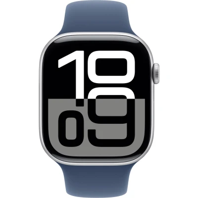 Afbeelding van Apple Watch S10 GPs + Cellular 42 Mm Aluminum Silver Kast Denim Sport Band S/m (mwx43qf/a)