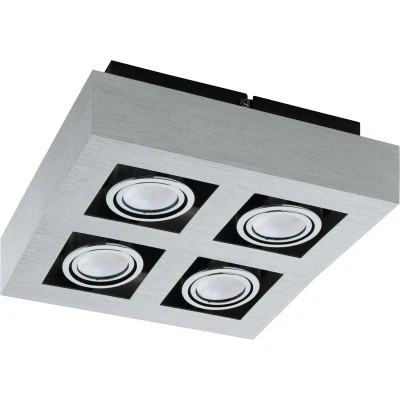 Afbeelding van EGLO Loke 1 Opbouwlamp 4 Lichts Aluminium Geborsteld, Chroom, Zwart