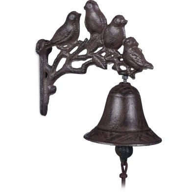 Afbeelding van Relaxdays deurbel gietijzer vogels tuinbel wandbel bel klok vintage tuindecoratie