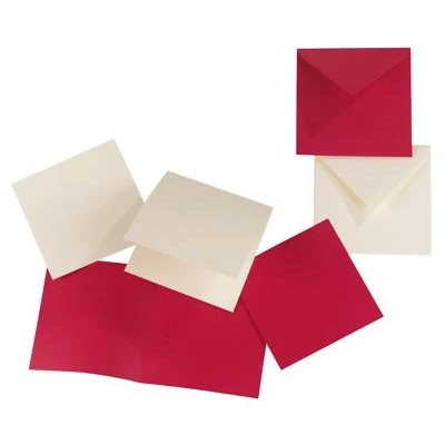 Image de Clairefontaine Carte Double 160x160 Groseille Paquet De 25