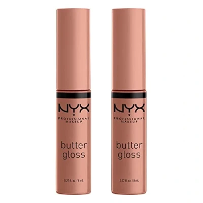 Afbeelding van NYX PROFESSIONAL MAKEUP Butter Gloss Plumping Lipgloss, Niet plakkerig, Duo Pack, Kleur: Madeleine (14), 8 ml (Set van 2)