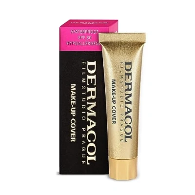 Afbeelding van Dermacol Full Coverage foundation 13 g, matte vloeibare met SPF 30, waterdichte voor vette huid, acne en donkere kringen, langdurig make upproduct, schaduw 208