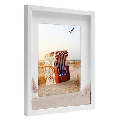 Afbeelding van PHOTOLINI 3D fotolijst 15 x 20 cm wit om te vullen voor objecten met moderne passe partout