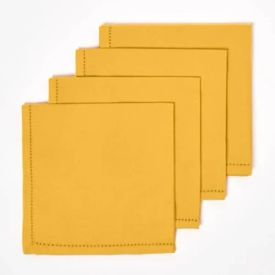 Afbeelding van Homescapes katoenen servetten, set van 4, mosterdgeel