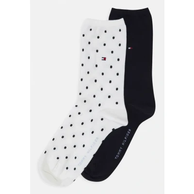 Afbeelding van Tommy Hilfiger dames Sokken met print in 2 pack de kleur Donkerblauw, maat: 39 42