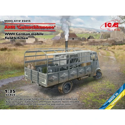 Afbeelding van 1:35 ICM 35415 WWII German mobile field kitchen AHN Gulaschkanone Plastic Modelbouwpakket