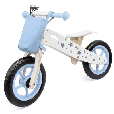 Afbeelding van Houten Loopfiets Balance Bike met Verstelbaar Zadel Mini Loopfietsje van Hout Loopscooter voor Jongens en Meisjes 1 &amp; 2 Jaar Blauw