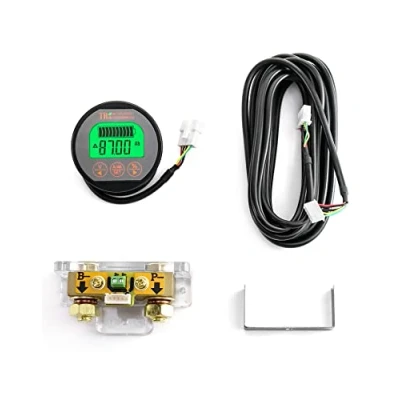 Afbeelding van QWORK® Batterijtester, batterijmonitor ampèremeter, voltmeter, 8 80 V, 0 350 A, met aangepaste kabel van 4 m, voor auto, boot, motor, caravan, camper