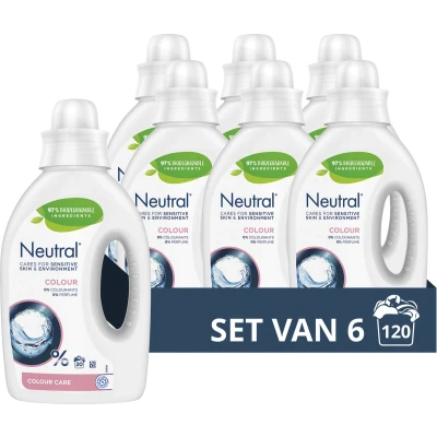 Afbeelding van 6x Neutral Vloeibaar Wasmiddel Kleur 20 Wasbeurten 1 liter