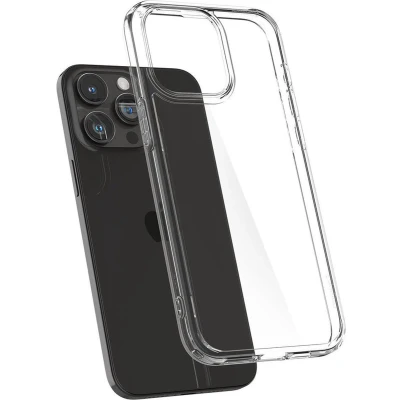 Afbeelding van Spigen Crystal Hybrid Hoesje Geschikt voor Apple iPhone 15 Pro Back Cover Militaire Standaard Air Cushion Transparant