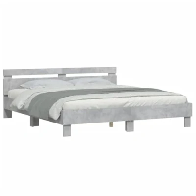 Afbeelding van vidaXL Bedframe met hoofdeinde en LED licht betongrijs 180x200 cm