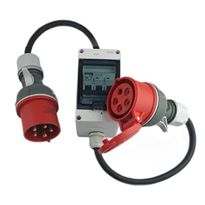 Afbeelding van RoadEu CEE adapter 32A naar 16A voedingsadapter stekker koppeling met stroomonderbreker C rubberen stroomkabel 5x2 5mm 1 meter verlengkabel m