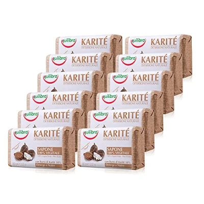 Afbeelding van equilibra Shea Zeep, 100% plantaardig, 100 g, 12 stuks