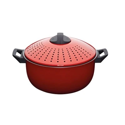 Afbeelding van Pastapan, 25.5 CM, 4 L, Carbonstaal, Non Stick, Rood KitchenCraft World of Flavours