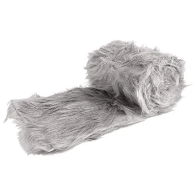 Afbeelding van Ideen mit Herz Kunstbontband, bontstof, 12 cm breed, 2 m lang, ideaal voor knutselen, naaien, decoratie, tafelloper (lichtgrijs)