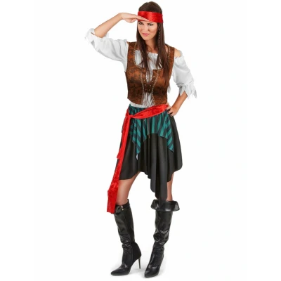 Afbeelding van Vegaoo Mooie veelkleurige piraten outfit voor vrouwen