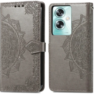 Afbeelding van iMoshion Hoesje Geschikt voor Oppo A79 Met Pasjeshouder Mandala Bookcase Grijs