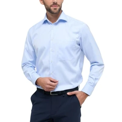 Afbeelding van Eterna Shirt met lange mouwen, comfort fit, twill, effen, Lichtblauw