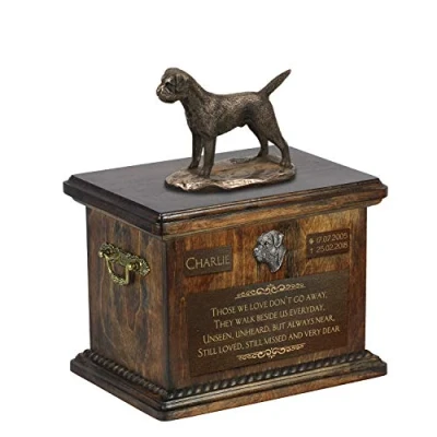 Afbeelding van Border Terrier urn hond met beeldje gepersonaliseerde voor hondenas