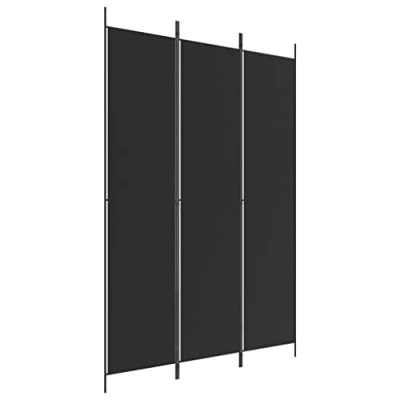 Afbeelding van Kamerscherm met 3 panelen 150x220 cm stof zwart