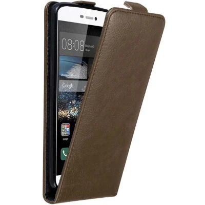 Afbeelding van Cadorabo Hoesje geschikt voor Huawei P8 in KOFFIE BRUIN Beschermhoes flip design Case Cover met magnetische sluiting