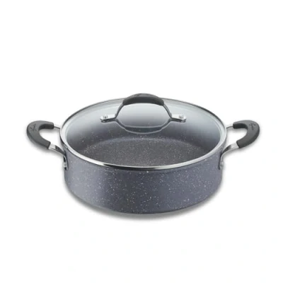 Afbeelding van Lagostina Tempra Mineral steelpan met deksel, staal en aluminium minerale coating + Ø 26 cm, siliconen handgrepen, steeneffect, geschikt voor alle warmtebronnen, grijs