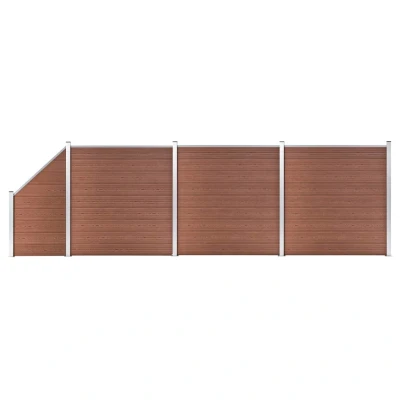 Afbeelding van Schuttingset 3 vierkant en 1 schuin 619x186 cm HKC bruin