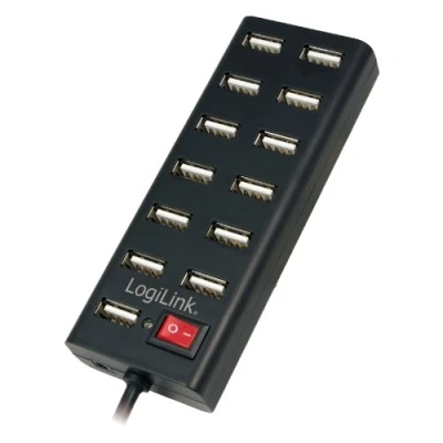 Image de LogiLink USB 2.0 Hub 13 Port with On/Off Switch concentrateur (hub) ports Ordinateur de bureau