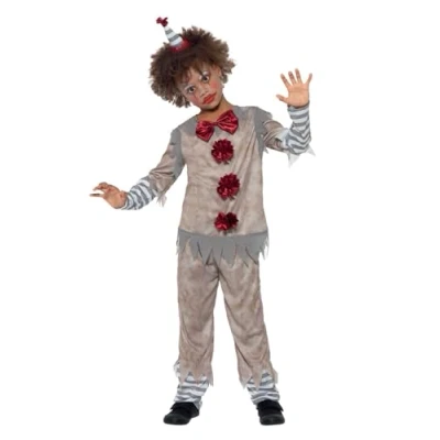Afbeelding van SMIFFYS Rood en grijs vintage clown kostuum voor jongens 128/140 (7 9 jaar) Kinderkostuums