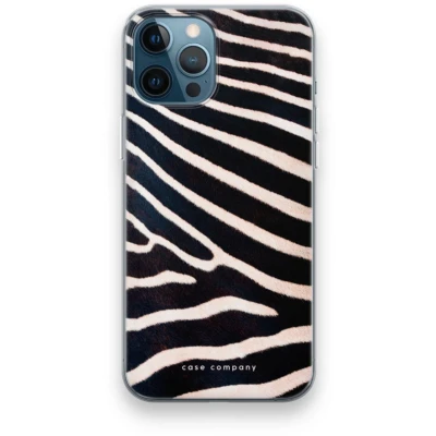 Afbeelding van Case Company® hoesje geschikt voor iPhone 12 Pro Zebra Soft Cover Telefoonhoesje Bescherming aan alle Kanten en Schermrand