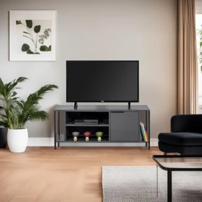 Afbeelding van TV meubel 100% Melamine Antraciet Zwart