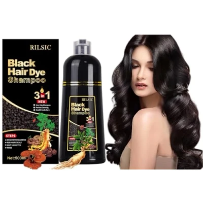 Afbeelding van GFEUGS Black Hair Shampooing colorant pour cheveux noirs contre les gris (500 ml) (noir)