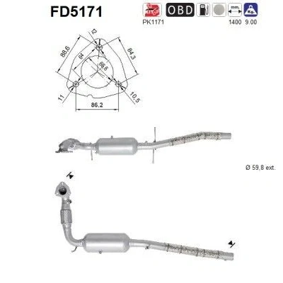 Afbeelding van AS FD5171 Roetfilter Euro 5 Cordieriet