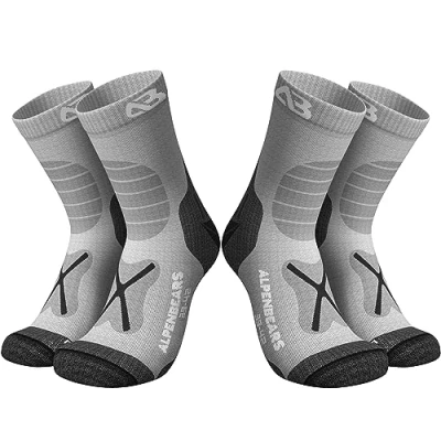 Afbeelding van Premium wandelsokken van merinowol, 2 paar, professionele trekkingsokken om te wandelen, outdoorsokken voor dames, heren en kinderen, warme Merino wandelsokken, functionele sokken, trekking sportsokken, Grijs, 39 42 EU