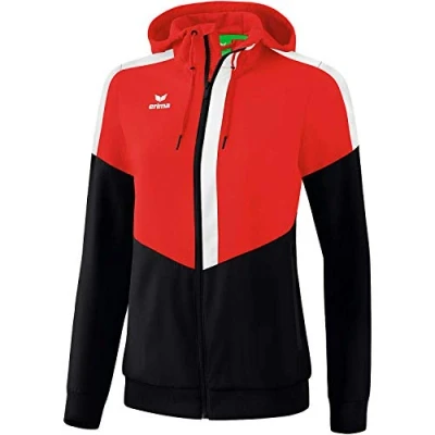 Afbeelding van Erima Squad tracktop jack met capuchon dames rood/zwart/wit